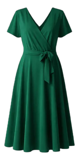 Платье на запах изумрудное