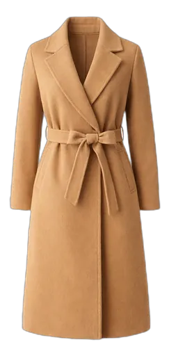 Пальто с поясом кэмел (жен.)